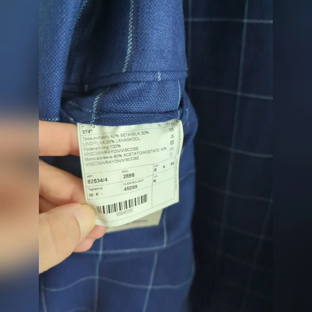 L.B.M. 1911 Italian Wool Silk Viscose Windowpane Blazer Sport Coat  56R